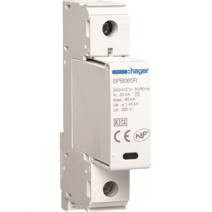 Hager SPD Coarse 1P T1/T2 TNC 65kA Remote Contact