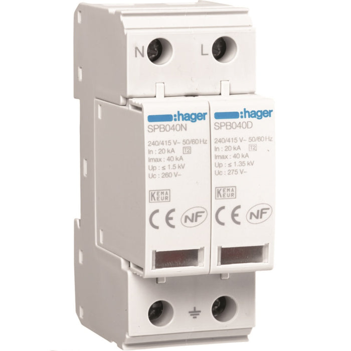 Hager SPD Medium 2P T2 TNS/TT 40kA Remote Contact