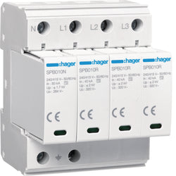 Hager SPD Very Coarse 4P T2 TNS/TT 100kA Remote Contact
