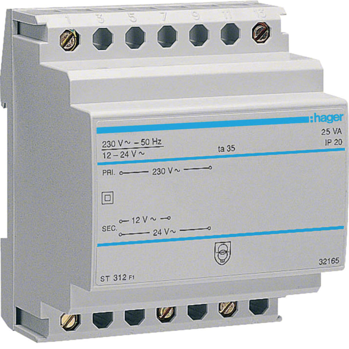 Hager Safety Transformer 25VA 230V/12-24V