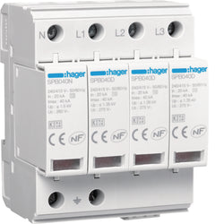 Hager SPD Medium 4P T2 TNS/TT 40kA Remote Contact