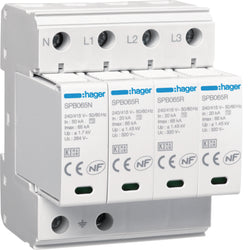 Hager SPD Coarse 4P T2 TNS/TT 65kA Remote Contact