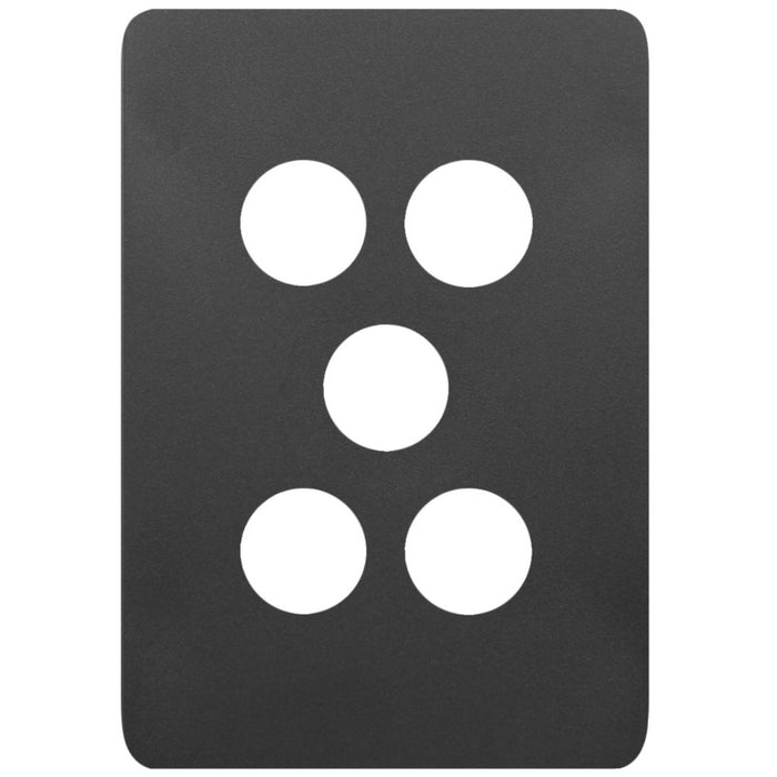 Hager Allure 5 Gang Switch Cover Matt Black
