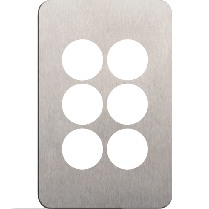 Hager Silhouette 6G Switch Cover Stainless Steel