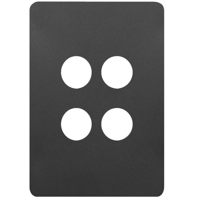 Hager Allure 4 Gang Switch Plate Matt Black