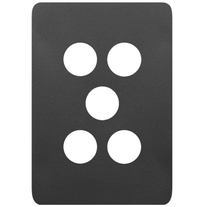 Hager Allure 5 Gang Switch Plate Matt Black