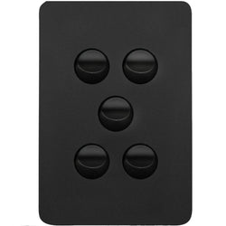 Hager Allure 5 Gang Switch Plate c/w Mechs Matt Black