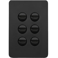 Hager Allure 6 Gang Switch Plate c/w Mechs Matt Black