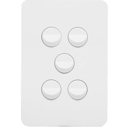 Hager Allure 5 Gang Switch Plate c/w Mechs Matt White