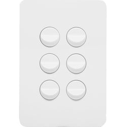 Hager Allure 6 Gang Switch Plate c/w Mechs Matt White