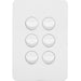 Hager Allure 6 Gang Switch Plate c/w Mechs Matt White