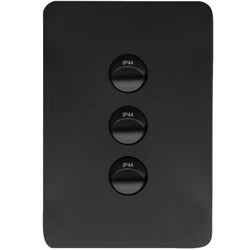 Hager Allure 3 Gang IP44 Plate Vertical Matt Black