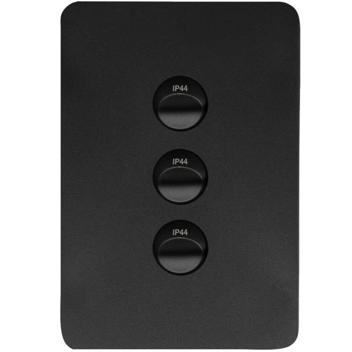 Hager Allure 3 Gang IP44 Plate Vertical Matt Black