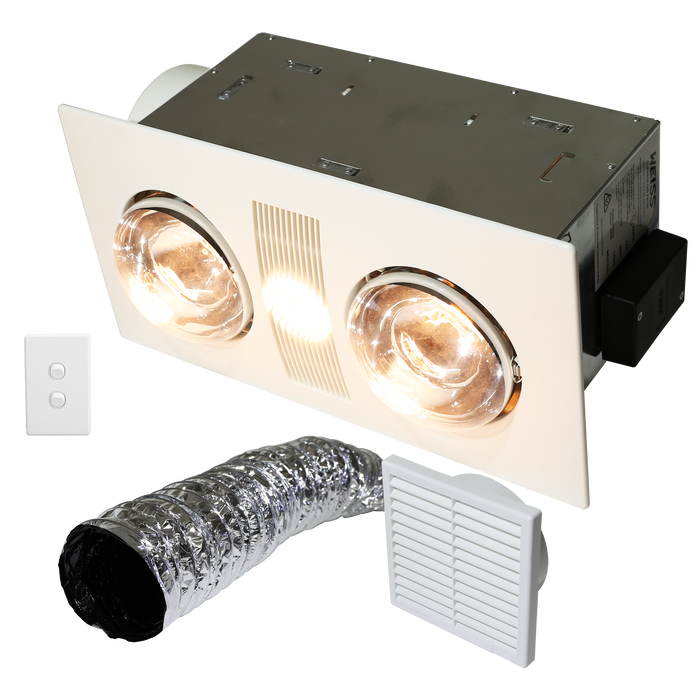Weiss Bathroom heat-LED light-fan 3 in 1 with ducting