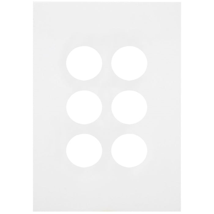 Hager Finesse 6 Gang Switch Plate Matt White