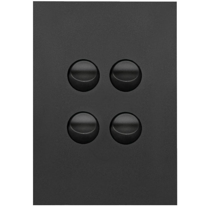 Hager Finesse 4 Gang Switch Plate c/w Mechs Matt Black