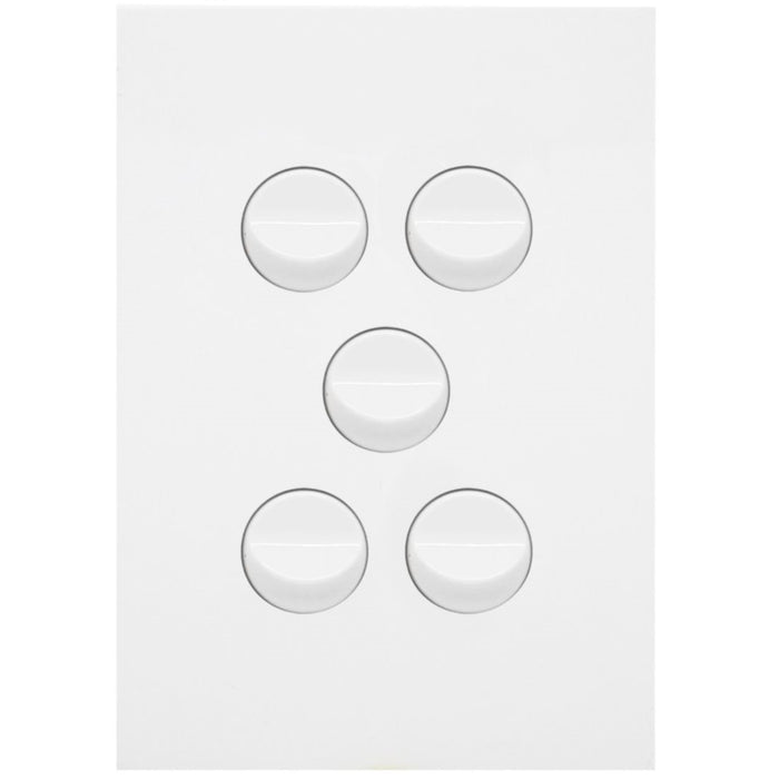 Hager Finesse 5 Gang Switch Plate c/w Mechs