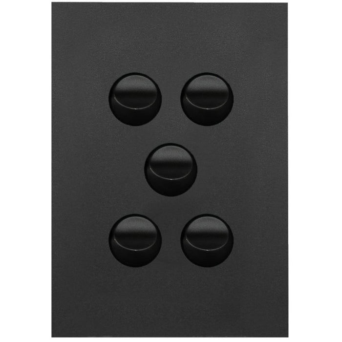 Hager Finesse 5 Gang Switch Plate c/w Mechs Matt Black