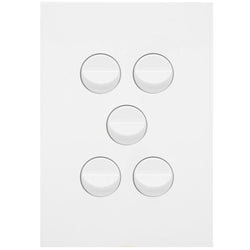 Hager Finesse 5 Gang Switch Plate c/w Mechs Matt White