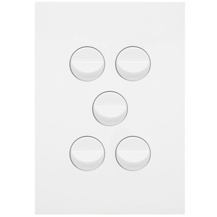 Hager Finesse 5 Gang Switch Plate c/w Mechs Matt White