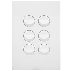 Hager Finesse 6 Gang Switch Plate c/w Mechs