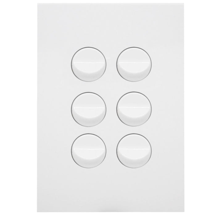 Hager Finesse 6 Gang Switch Plate c/w Mechs