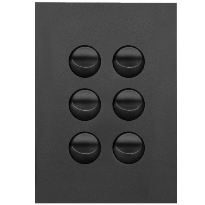 Hager Finesse 6 Gang Switch Plate c/w Mechs Matt Black