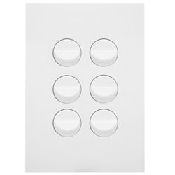Hager Finesse 6 Gang Switch Plate c/w Mechs Matt White