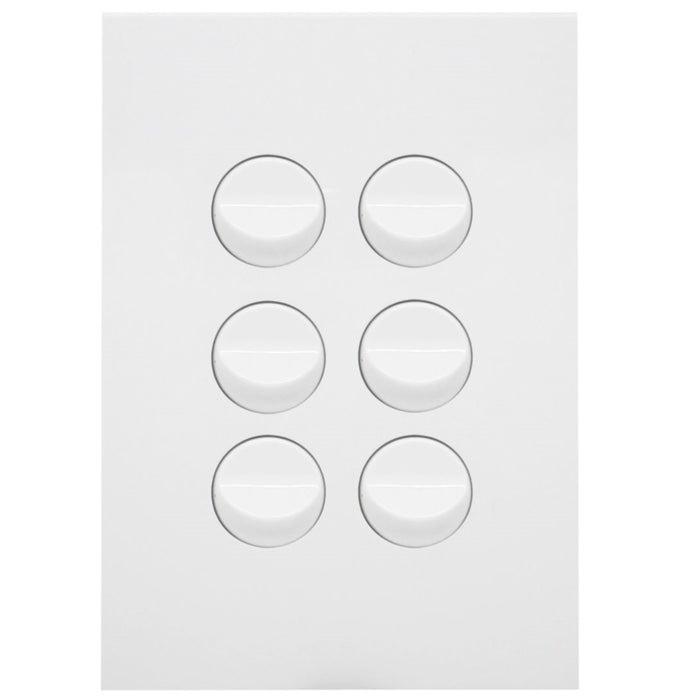 Hager Finesse 6 Gang Switch Plate c/w Mechs Matt White