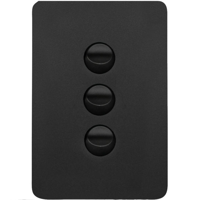 Hager Allure 3 Gang Switch Plate c/w Mechs Matt Black