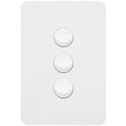 Hager Allure 3 Gang Switch Plate c/w Mechs Matt White