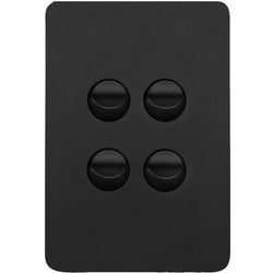 Hager Allure 4 Gang Switch Plate c/w Mechs Matt Black