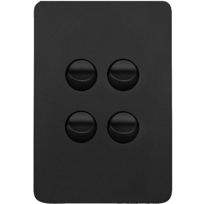 Hager Allure 4 Gang Switch Plate c/w Mechs Matt Black