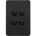 Hager Allure 4 Gang Switch Plate c/w Mechs Matt Black