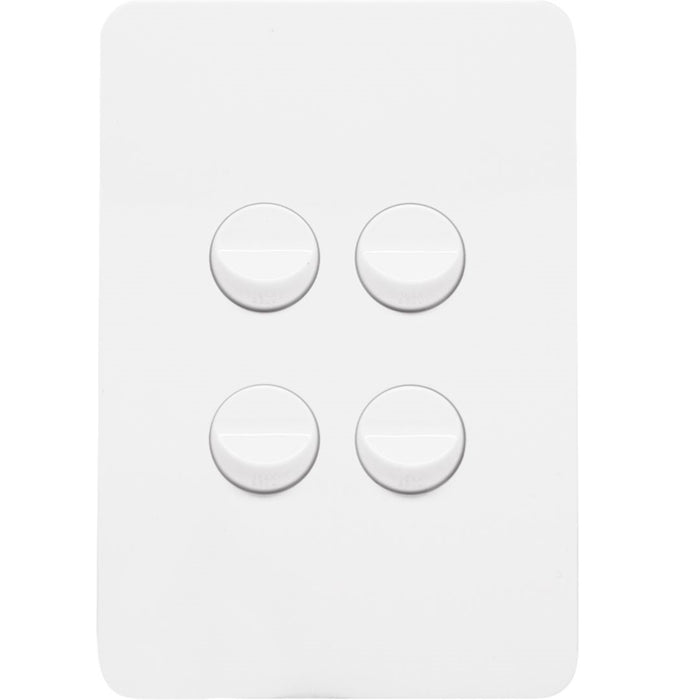 Hager Allure 4 Gang Switch Plate c/w Mechs Matt White