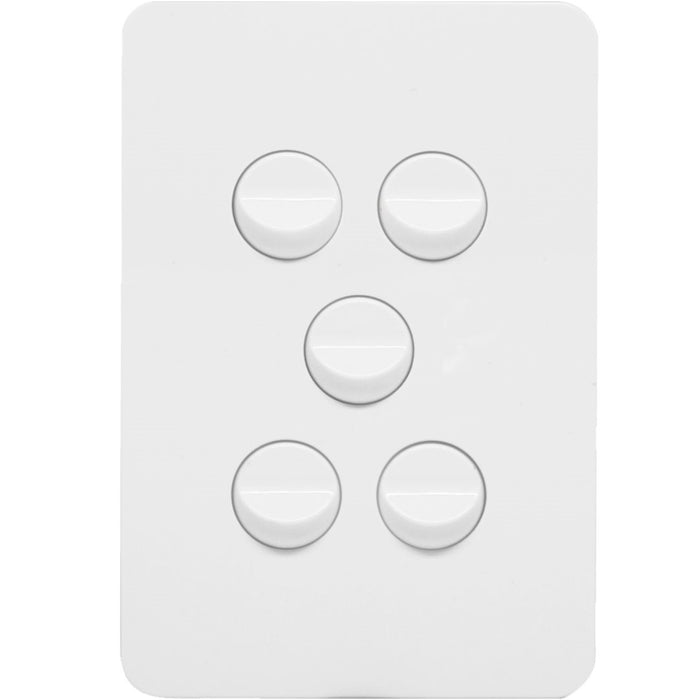 Hager Allure 5 Gang Switch Plate c/w Mechs