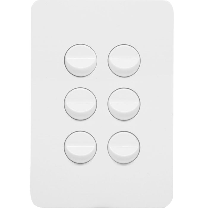 Hager Allure 6 Gang Switch Plate c/w Mechs