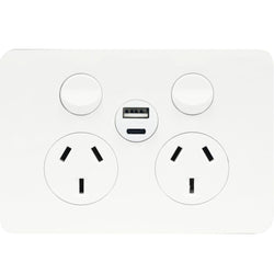 Hager Allure. Twin Socket + USB A+C
