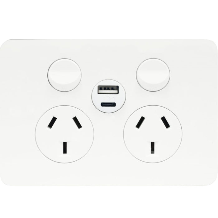 Hager Allure. Twin Socket + USB A+C