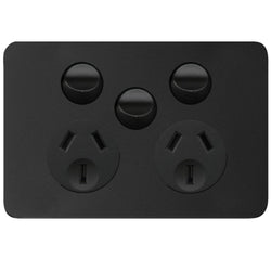 Hager Allure DGPO 10A With Extra Switch Matt Black