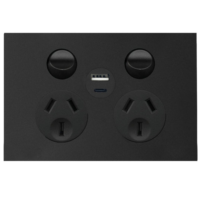 Hager Finesse DGPO + USB A+C Matt Black