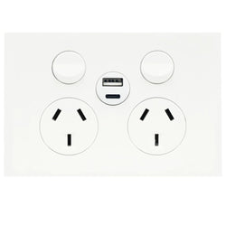 Hager Finesse DGPO + USB A+C Matt White
