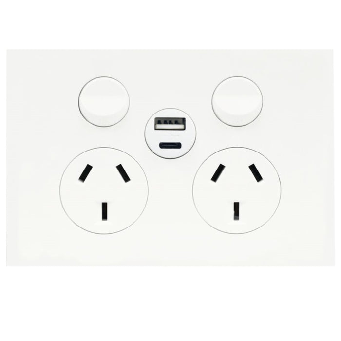 Hager Finesse DGPO + USB A+C Matt White