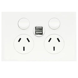 Hager Finesse DGPO 10A c/w 2 X 2.1A USB Matt White