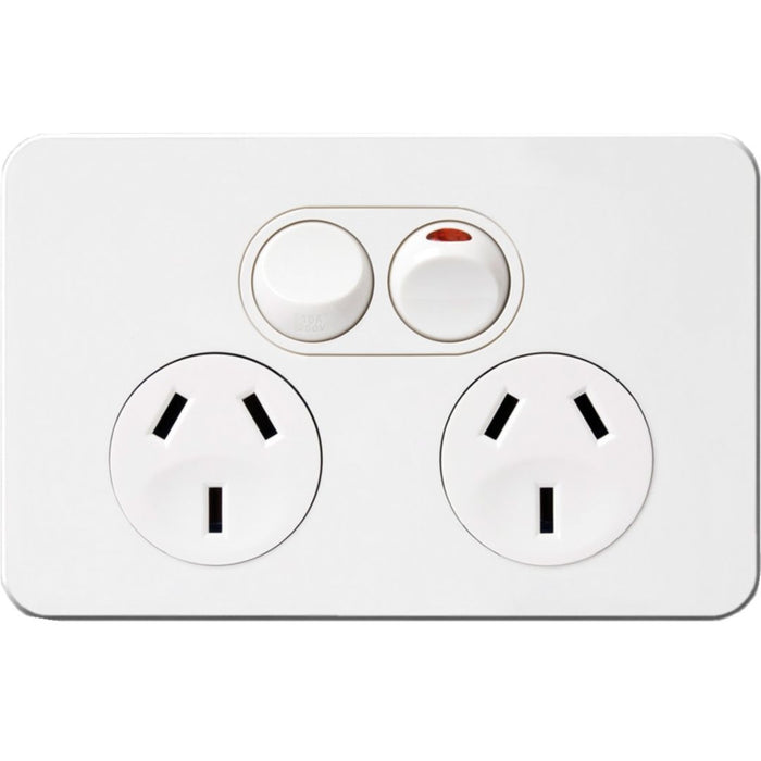 Hager Silhouette 10A Twin Socket Horz+ Shutter