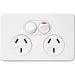 Hager Silhouette 10A Twin Socket Horz+ Shutter