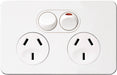 Hager Silhouette 10A Twin Socket Horz+ Shutter Matt White