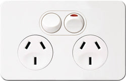 Hager Silhouette 10A Twin Socket Horz+ Shutter Matt White