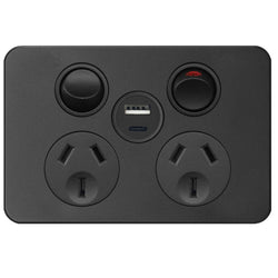 Hager Silhouette DGPO + USB A+C Matt Black