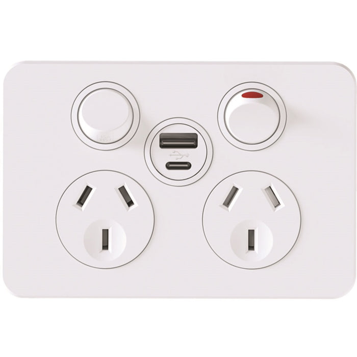 Hager Silhouette DGPO + USB A+C Matt White